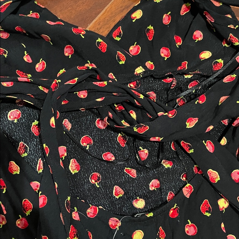 Urban Outfitters Kimchi Blue Black Strawberry Print Slip Dress Size Small NWT! - Picture 4 of 9